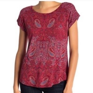 Lucky Brand Red Paisley Graphic Tee